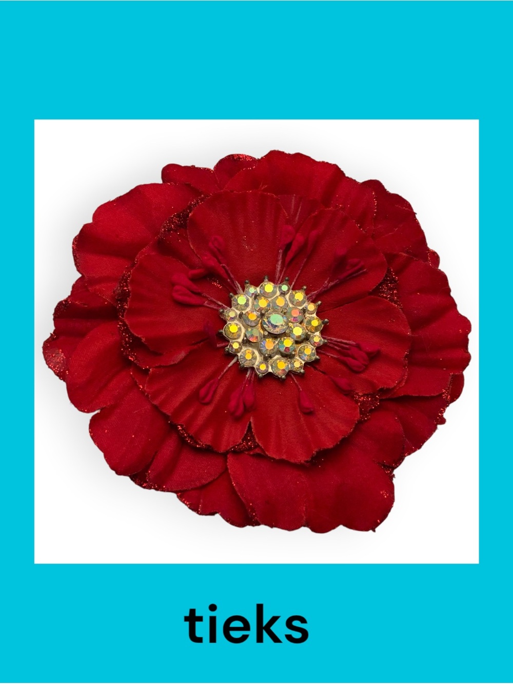 Tieks Red Flower with Sparkling Center
